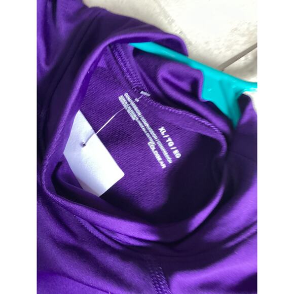 Under Armour Womens Compression Shirt XL Mock Neck Fleece Warm Purple - Picture 4 of 4